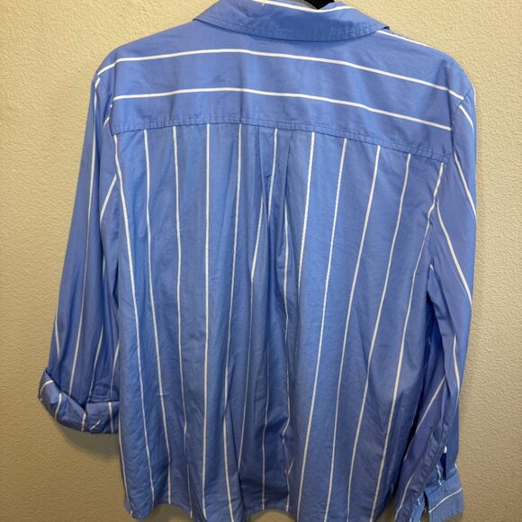 Madewell Blue & White Striped Button-Up Shirt – Women’s Large – 100% Cotton - Picture 3 of 7